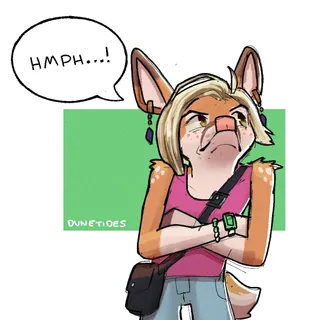 my fursona digby, dressed up as a karen!